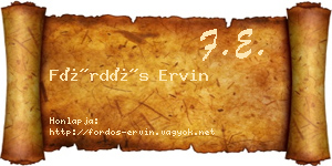 Fördős Ervin névjegykártya