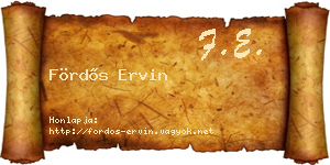 Fördős Ervin névjegykártya